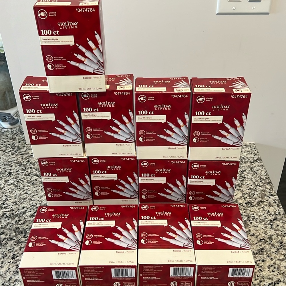 13 Boxes of Holiday Living 100 ct clear mini lights
